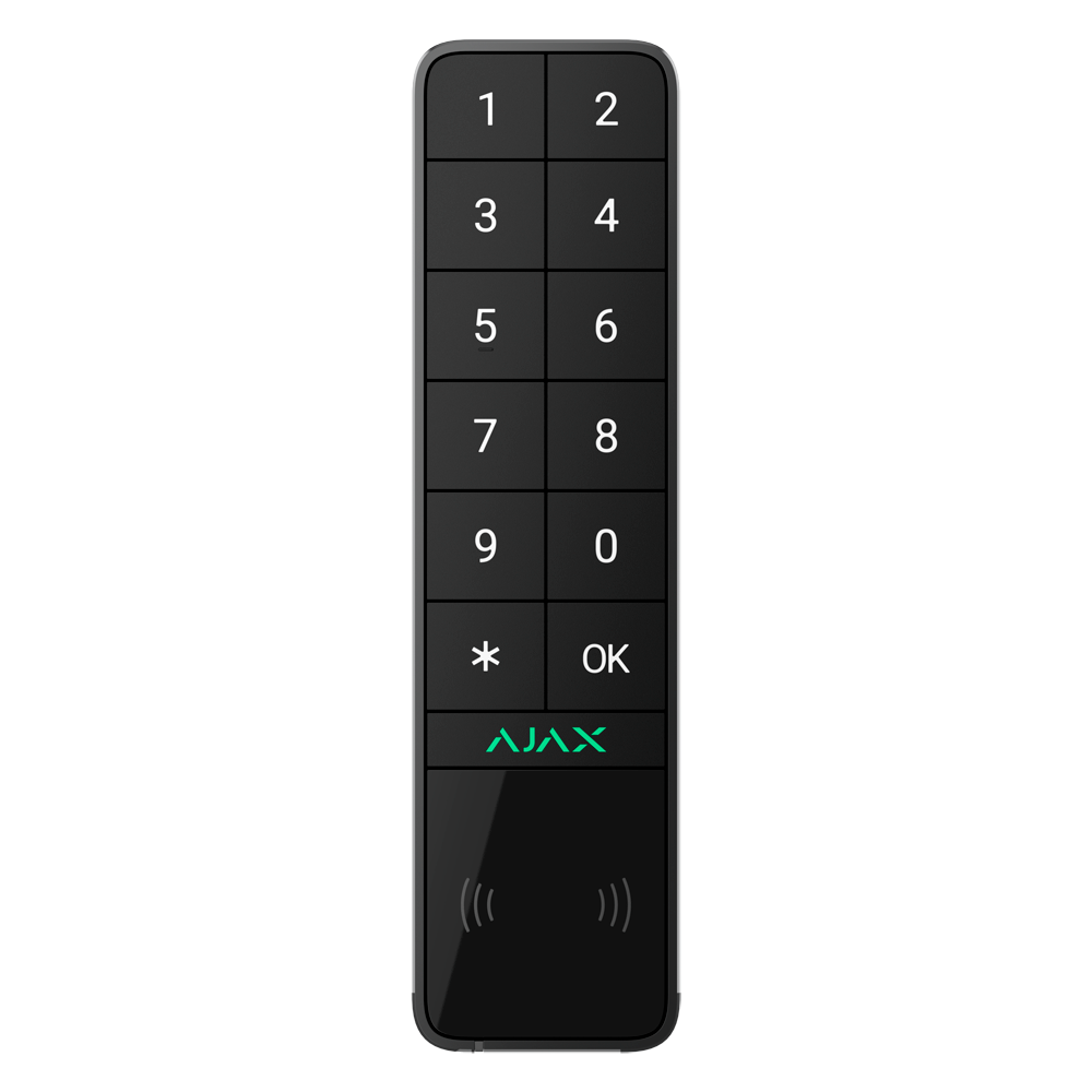 Ajax KeyPad Outdoor | Teclado Exterior RFID + BLE | IP66 + IK08 | Grado 2 | Jeweller | Negro.  AJ-KEYPADOUTDOOR-B