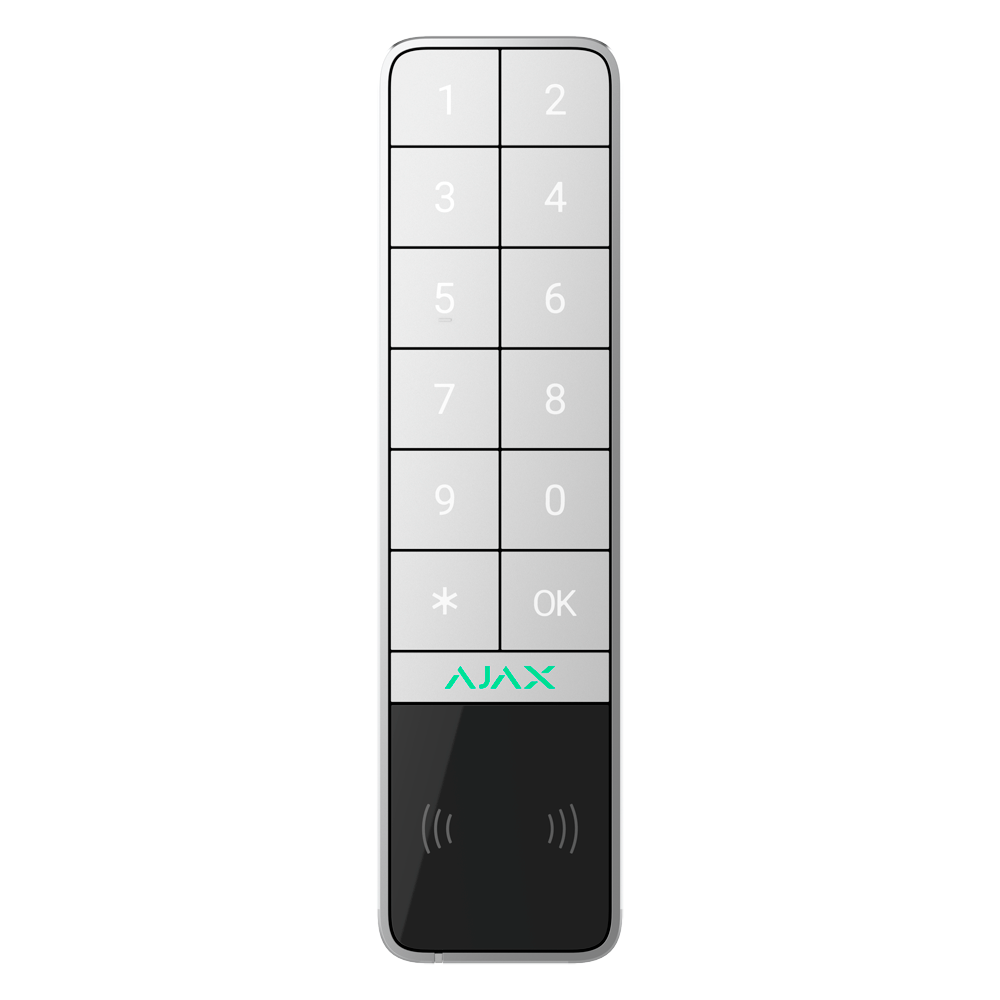 Ajax KeyPad Outdoor | Teclado Exterior RFID + BLE | IP66 + IK08 | Grado 2 | Jeweller | Blanco AJ-KEYPADOUTDOOR-W