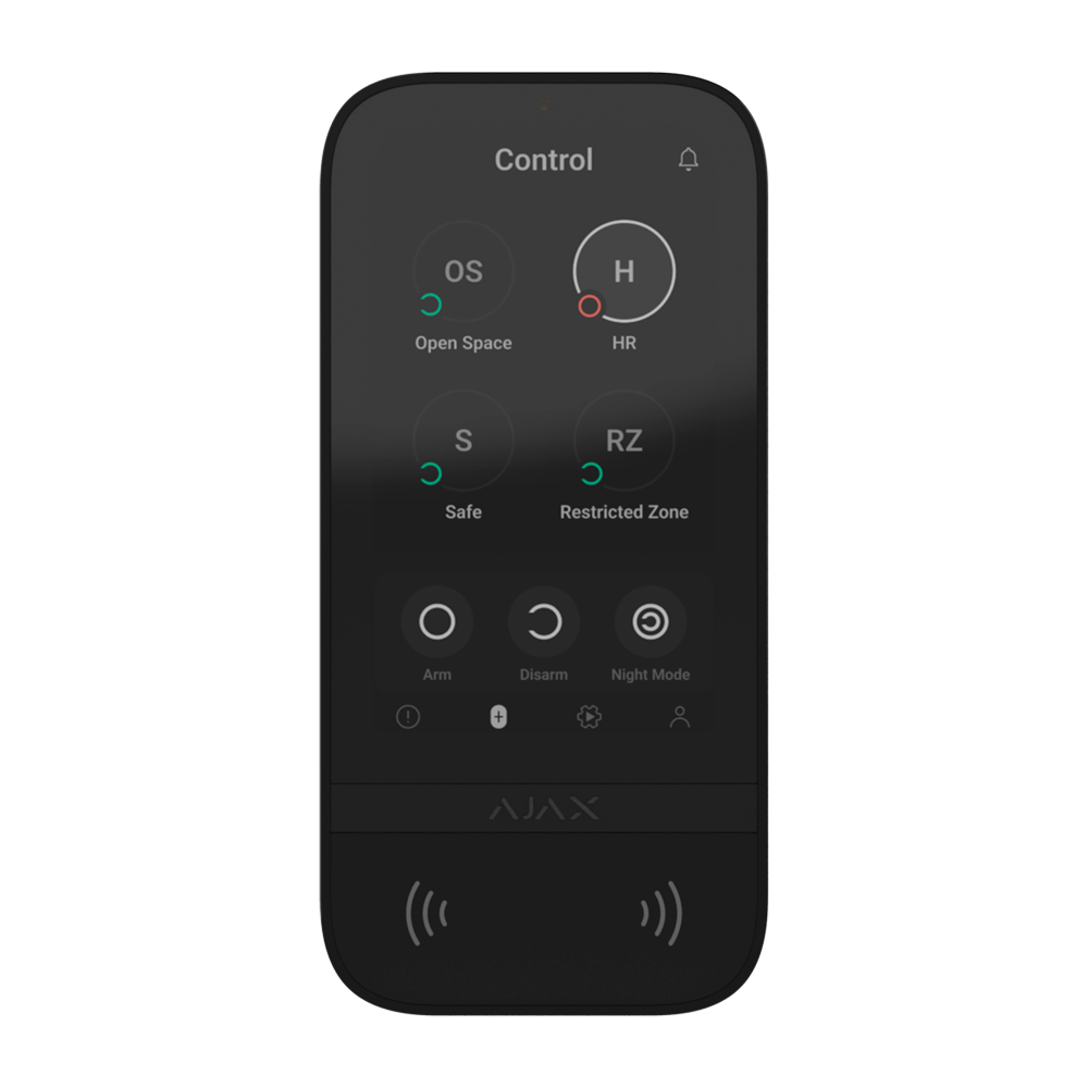 Ajax KeyPad TouchScreen | Teclado Táctil IPS 5" + RFID + BLE | Grado 2 | Jeweller | Negro. AJ-KEYPADTOUCHSCREEN-B