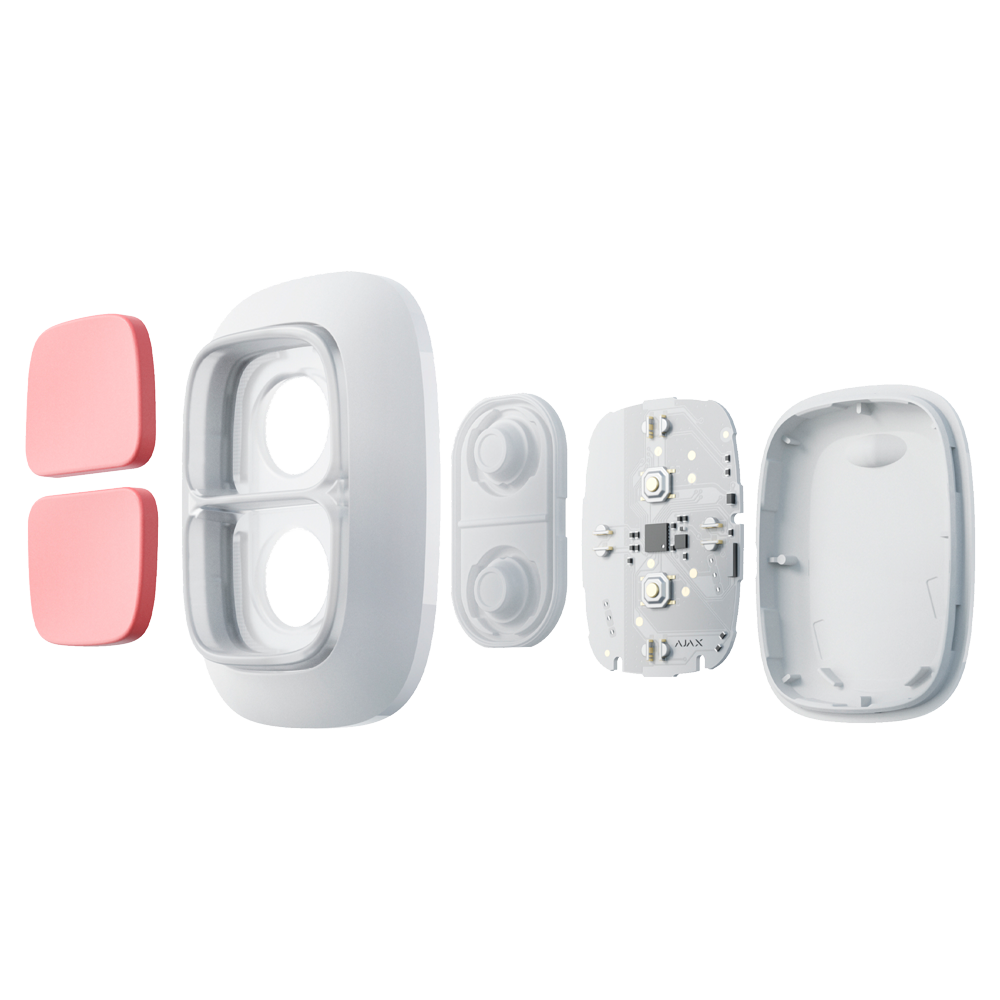 Ajax DoubleButton | Doble Botón de Pánico Inalámbrico | Grado 2 | 868 MHz Jeweller | Blanco. AJ-DOUBLEBUTTON-W