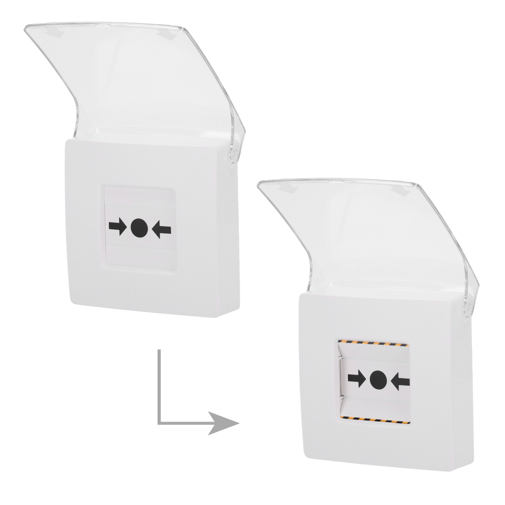 Ajax Botón Manual Alarma de Incendio Inalámbrico | EN 54 | 868 MHz Jeweller | Blanco.  AJ-MANUALCALLPOINT-WHITE