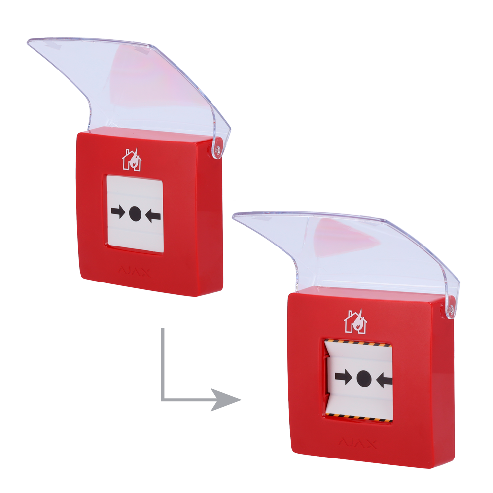 Ajax Botón Manual Alarma de Incendio Inalámbrico | EN 54 | 868 MHz Jeweller | Rojo. AJ-MANUALCALLPOINT-RED