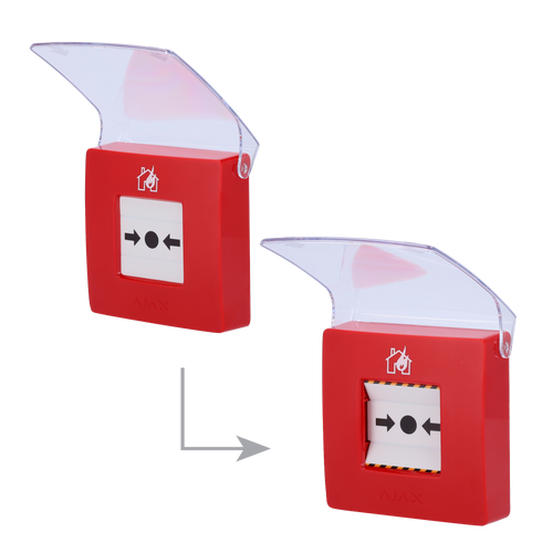 Ajax Botón Manual Alarma de Incendio Inalámbrico | EN 54 | 868 MHz Jeweller | Rojo. AJ-MANUALCALLPOINT-RED
