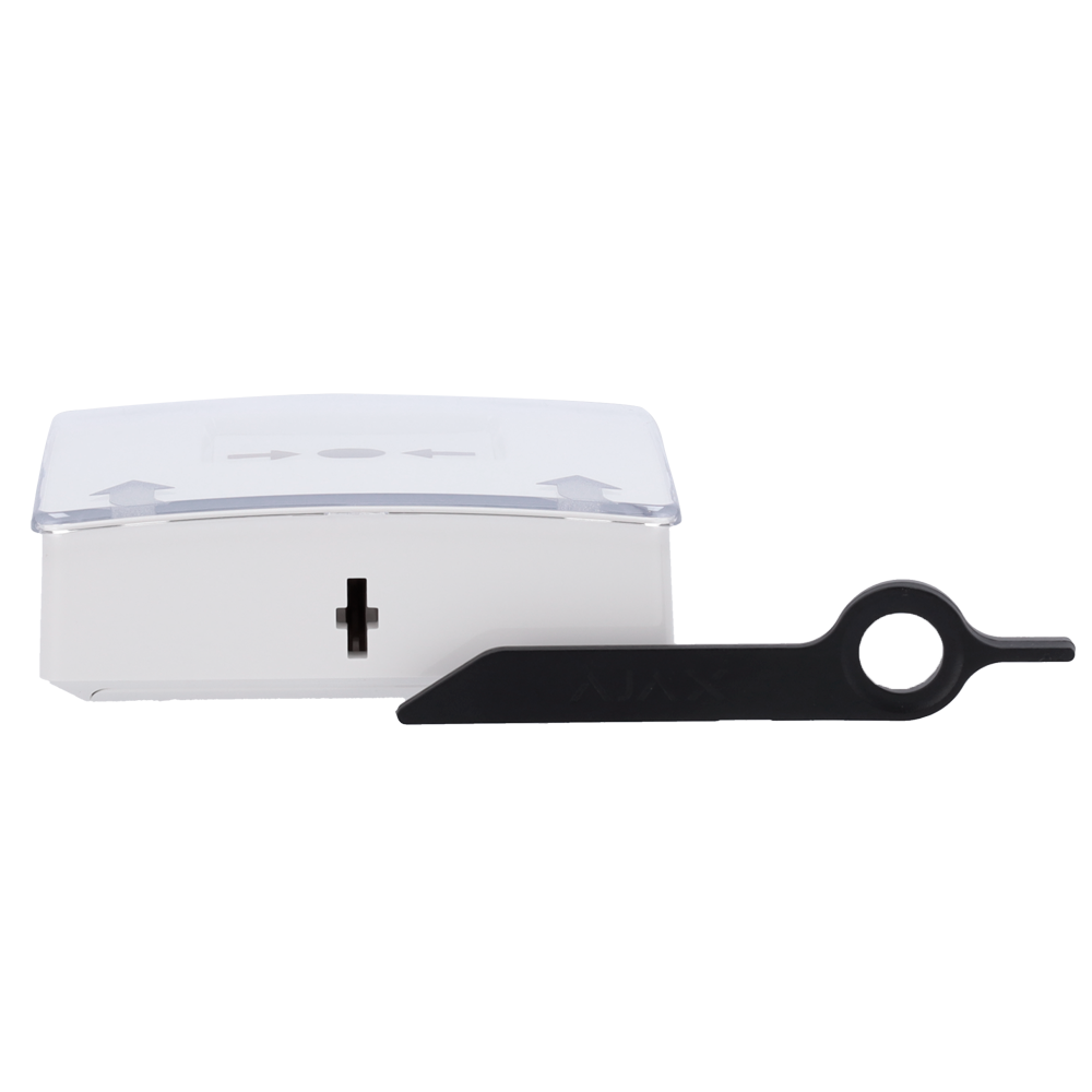 Ajax Botón Manual Alarma de Incendio Inalámbrico | EN 54 | 868 MHz Jeweller | Blanco.  AJ-MANUALCALLPOINT-WHITE
