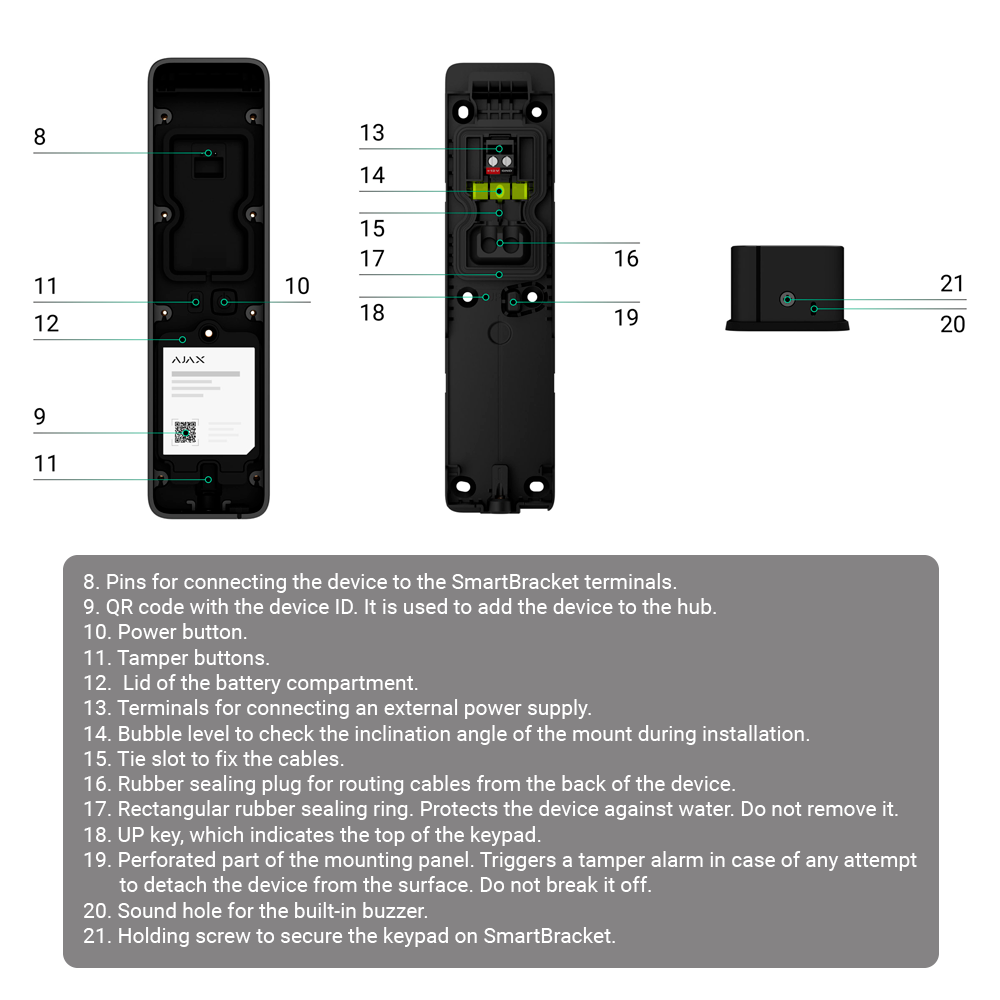 Ajax KeyPad Outdoor | Teclado Exterior RFID + BLE | IP66 + IK08 | Grado 2 | Jeweller | Blanco AJ-KEYPADOUTDOOR-W