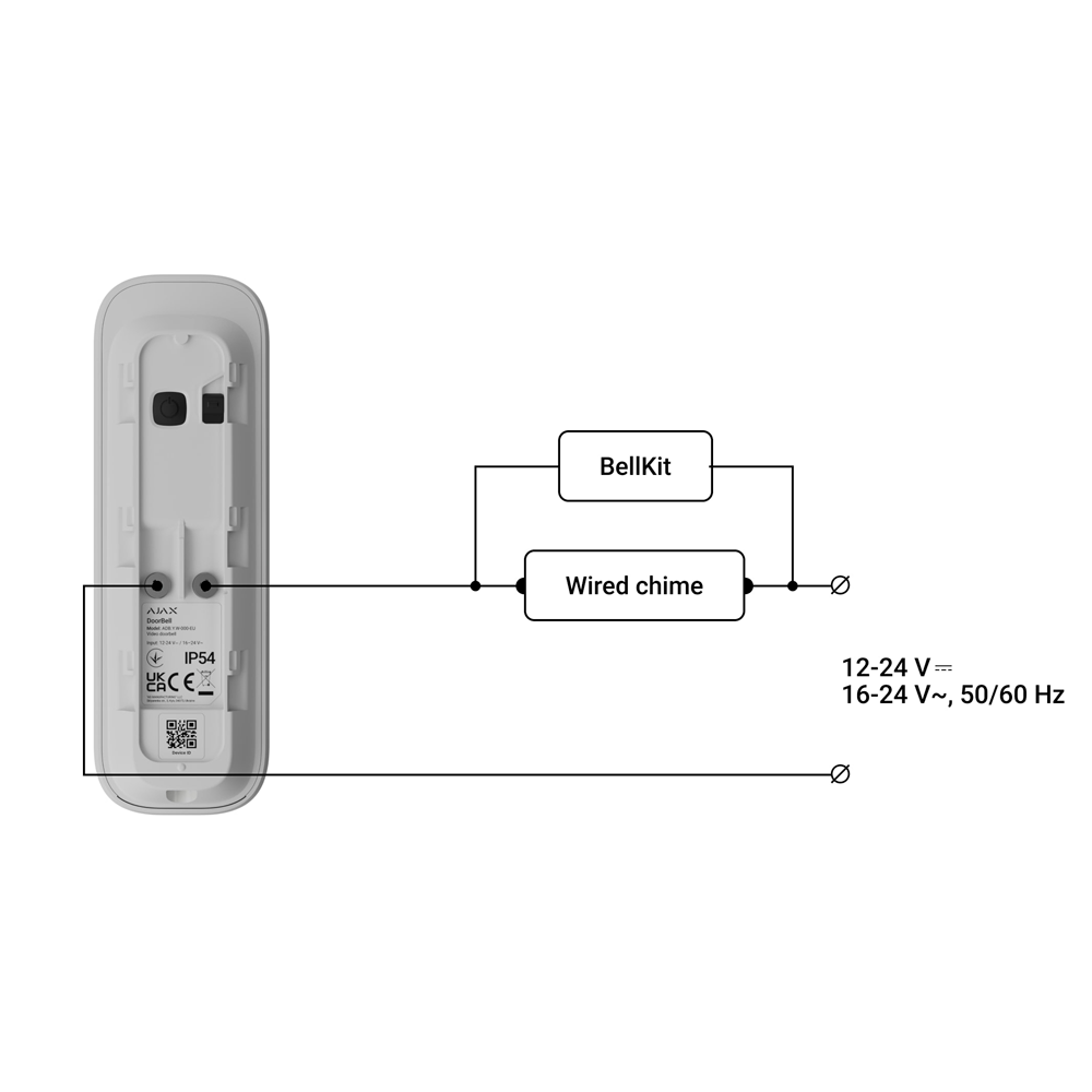 Ajax DoorBell | Videoportero Inteligente con IA y PIR | 4MP | Wi-Fi + Jeweller | IP54 AJ-DOORBELL-4-W